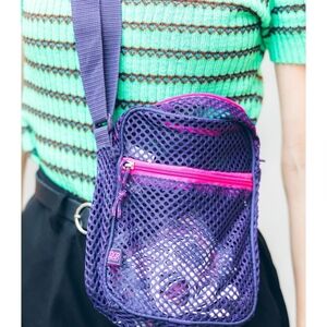 NWOT es Purple Mesh Sheer Crossbody Bag Grunge Y2K Retro